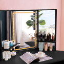 Meuble coiffeuse table de maquillage noir à angle 3 Miroirs LED Elettra Black Réductions