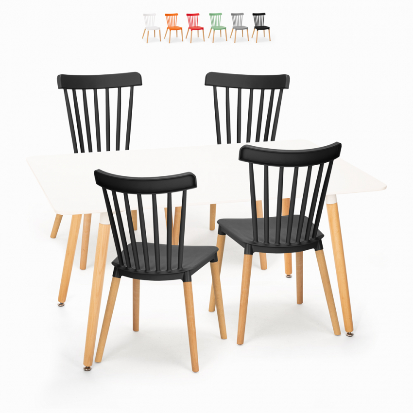 Table blanche 120x80 cm + 4 chaises design cuisine salle à manger Bounty Remises