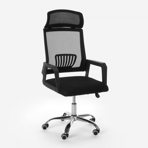 Chaise de bureau design ergonomique inclinable appui-tête en tissu Baku Promotion