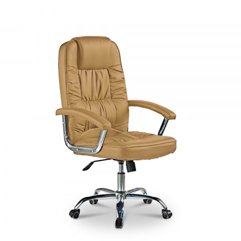 Chaise de bureau ergonomique rembourrée en simili cuir Commodus Coffee