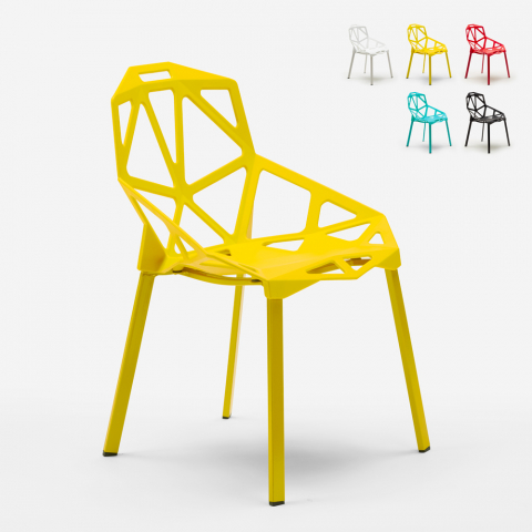 Moderne geometrisch vormgegeven stoel van kunststof metaal Hexagonal Aanbieding