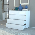 Commode chambre 100cm Design 4 Tiroirs Blanc Brillant Onda Draw Remises