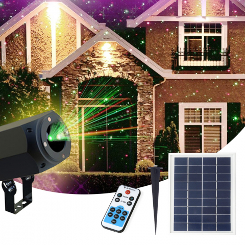 Projecteur Led Laser façade Christmas avec panneau solaire et télécommande