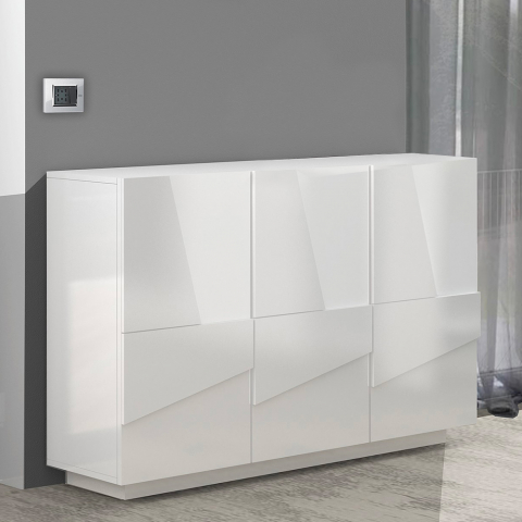 Glanzend witte Ping White M 3-deurs design dressoir ingang kast