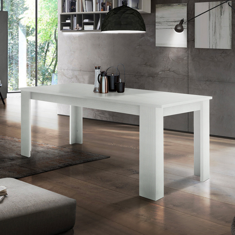 Uitschuifbare houten tafel wit 140-190x90cm woonkamer eetkamer Jesi Hout
