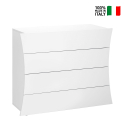 Commode chambre salon design 4 tiroirs blanc brillant Arco Draw Vente