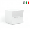 Table de chevet design blanc brillant 2 tiroirs Arco Smart Vente