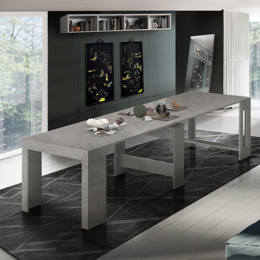 Table À Manger Extensible 90x51-300cm Design Salon Moderne Pratika Bronx Promotion