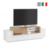 Meuble TV salon cuisine 3 placards 160cm blanc bois design New Coro Low M Vente