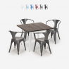Ensemble  table 80x80cm design industriel + 4 chaises style bar cuisine hustle white Remises