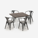 Ensemble  table 80x80cm design industriel + 4 chaises style bar cuisine hustle white Prix