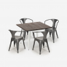 Ensemble  table 80x80cm design industriel + 4 chaises style bar cuisine hustle white Prix