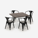 table 80x80cm design industriel + 4 chaises style Lix bar cuisine hustle white Achat