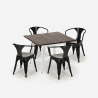 table 80x80cm design industriel + 4 chaises style Lix bar cuisine hustle white Achat