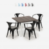 table 80x80cm design industriel + 4 chaises style Lix bar cuisine hustle white Réductions