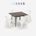 Industrieel design set met tafel 80x80 cm en 4 stoelen Hustle Aanbod