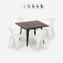 Industrieel design set met tafel 80x80 cm en 4 stoelen Hustle Black Aanbieding