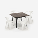 Industrieel design set met tafel 80x80 cm en 4 stoelen Hustle Black Keuze