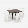 Industrieel design set met tafel 80x80 cm en 4 stoelen Hustle Black Keuze