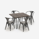 table 80x80 + 4 chaises style design industriel bar cuisine restaurant reims dark Modèle