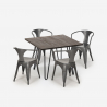 table 80x80 + 4 chaises style design industriel bar cuisine restaurant reims dark Modèle