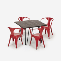 set van 4 stoelen Lix stijl tafel 80x80cm industrieel design bar keuken reims dark Kosten