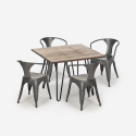 table 80x80cm + 4 chaises style design industriel cuisine bar reims Prix