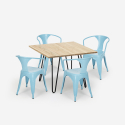 Set met tafel 80x80 cm en 4 stoelen in industrieel design Reims Light Model