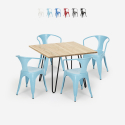 Set met tafel 80x80 cm en 4 stoelen in industrieel design Reims Light Verkoop