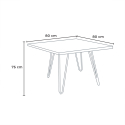 Set met tafel 80x80 cm en 4 stoelen in industrieel design Reims Light 