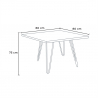 Set met tafel 80x80 cm en 4 stoelen in industrieel design Reims Light 