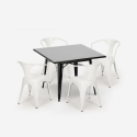 Ensemble table noire 80x80 + 4 chaises style bar restaurant century black Dimensions