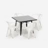 Ensemble table noire 80x80 + 4 chaises style bar restaurant century black Dimensions
