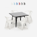 Ensemble table noire 80x80 + 4 chaises style bar restaurant century black Offre