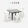 Ensemble table noire 80x80 + 4 chaises style bar restaurant century black Offre
