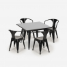 roestvrij stalen tafel set 80x80cm industriële stijl 4 stoelen keuken restaurant century black Kosten