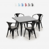 table noire 80x80 + 4 chaises style Lix bar restaurant century black Catalogue