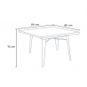 Roestvrij stalen tafel set 80x80cm met 4 stoelen in industriële stijl Century Black 