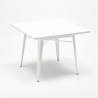 table blanc acier 80x80 + 4 chaises style de bar century white 