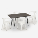 Set met houten tafel 120x60 cm en 4 stoelen in industriële stijl Wismar Karakteristieken