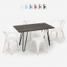 Set met houten tafel 120x60 cm en 4 stoelen in industriële stijl Wismar Aanbod