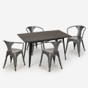 table 120x60cm design industriel + 4 chaises style cuisine bar restaurant caster Prix