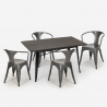table 120x60cm design industriel + 4 chaises style cuisine bar restaurant caster Prix