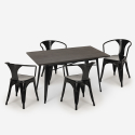 table 120x60cm design industriel + 4 chaises style Lix cuisine bar restaurant caster Achat