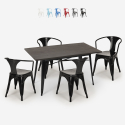table 120x60cm design industriel + 4 chaises style Lix cuisine bar restaurant caster Réductions