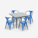 Industriële stijl set met stalen tafel 80x80 cm en 4 stoelen Century Afmetingen