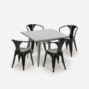 set industriële stijl stalen tafel 80x80cm 4 stoelen Lix keuken restaurant century Kosten