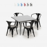 set industriële stijl stalen tafel 80x80cm 4 stoelen Lix keuken restaurant century Catalogus
