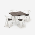 set keukentafel set 80x80cm industrieel 4 stoelen hout metaal hustle wood white Karakteristieken