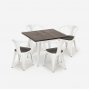 table 80x80 + 4 chaises style Lix industriel cuisine et bar hustle wood white Dimensions